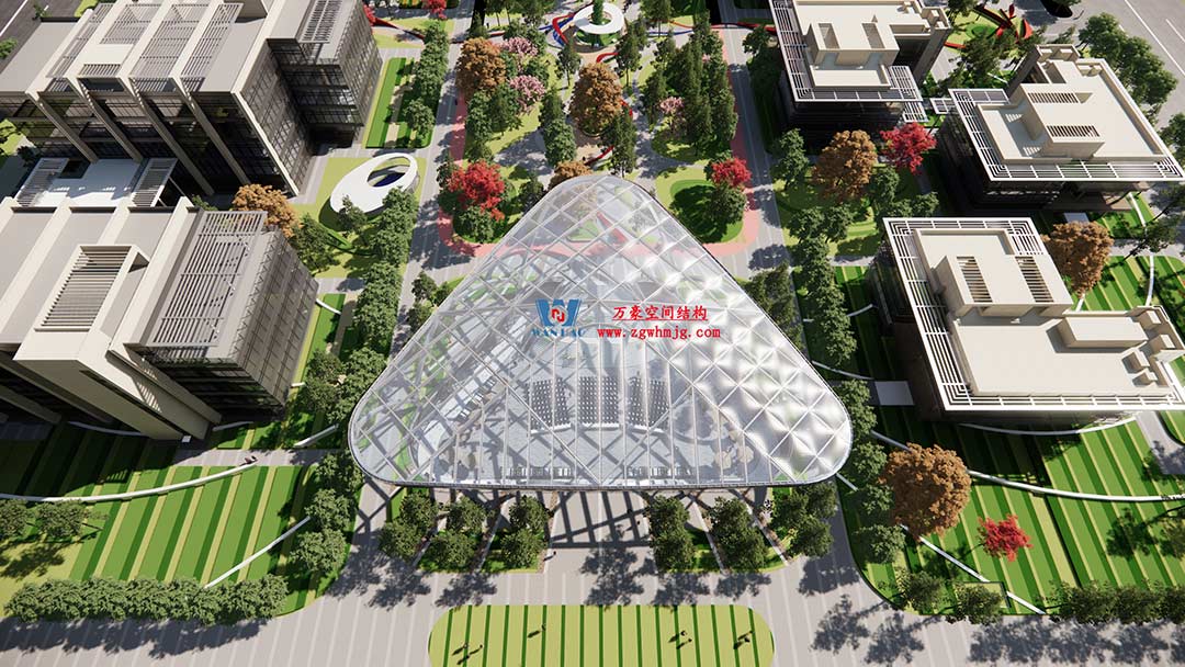 山東高端化工研究院下沉廣場天幕施工邁入關鍵階段